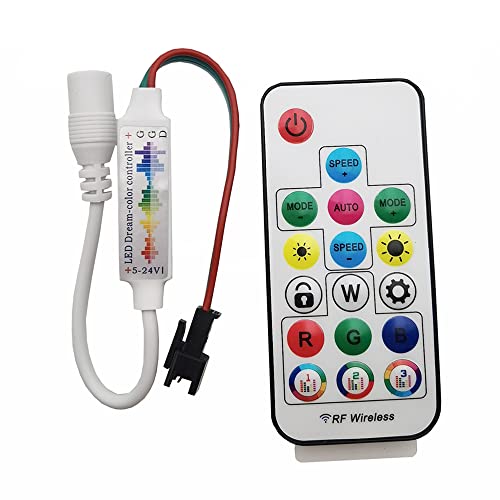 WS2812B WS2811 5050 RGB Led Streifen Licht Musik Controller MINI 17Keys RF Fernbedienung 370Modes Ändern DC5-24V von Vrabocry
