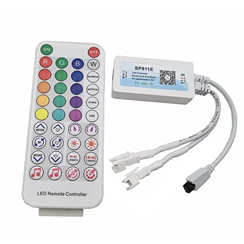 Bluetooth Controller SP611E LED Streifen Licht Controller mit 38 Tasten IR Fernbedienung für WS2811 WS2812B RGB LED 3PIN Strip LED Band Smart Phone APP Control für IOS und Android von Vrabocry