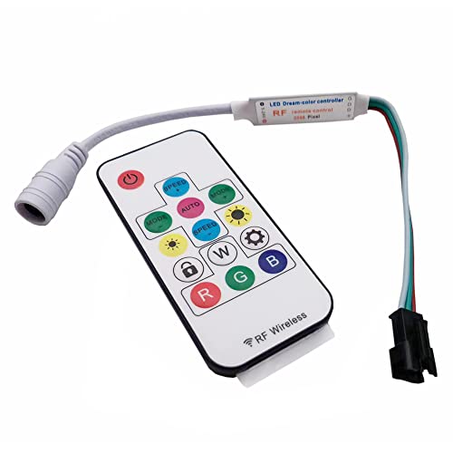 WS2812B WS2811 adressierbarer LED-Controller RF Remote Wireless Mini Controller 5-24V DC für WS2812 WS2811 Traum Farbe Regenbogen RGB LED Pixel Streifen Panel Licht, 3pin JST Stecker 200 Farbmodi WS2812B WS2811 adressierbarer LED-Controller RF Remote Wireless Mini Controller 5-24V DC für WS2812 WS2811 Traum Farbe Regenbogen RGB LED Pixel Streifen Panel Licht, 3pin JST Stecker 200 Farbmodi von Vrabocry