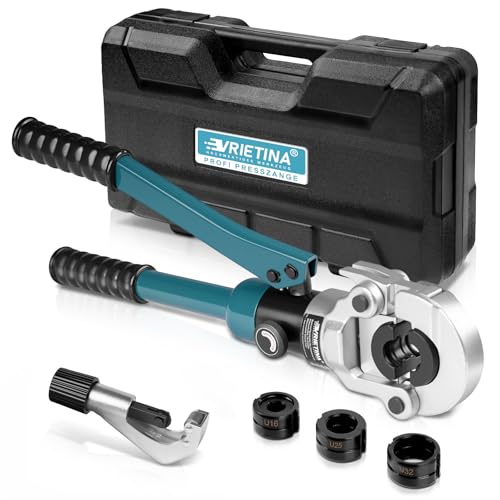 Profi Presszange Kupferrohr U-Kontur mit Rohrabschneider, Handpresszange Kupferrohr Presszange Verbundrohr mit U16 U25 U32 für Kupferrohr Und Verbundrohr von Vrietina