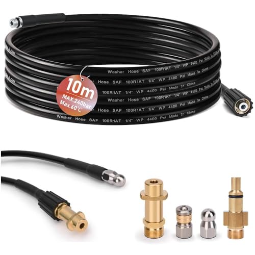 Rohrreinigungsschlauch 10m, mit M22 / Lavor Adapter, Düsen starr + rotierend, 240bar 60°C Rohrreinigungsset Geeignet für Kränzle Kärcher K2-K7 und Lavor, Hochdruckreiniger Hochdruckschlauch Rohrreinigungsschlauch 10m, mit M22 / Lavor Adapter, Düsen starr + rotierend, 240bar 60°C Rohrreinigungsset Geeignet für Kränzle Kärcher K2-K7 und Lavor, Hochdruckreiniger Hochdruckschlauch von Vrietina