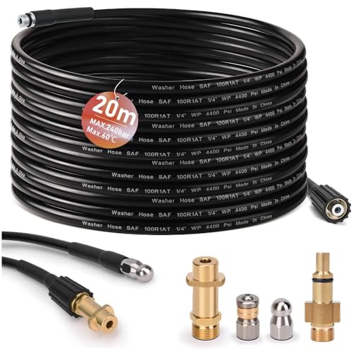 Rohrreinigungsschlauch 20m, mit M22 / Lavor Adapter, Düsen starr + rotierend, 240bar 60°C Rohrreinigungsset Geeignet für Kränzle Kärcher K2-K7 und Lavor, Hochdruckreiniger Hochdruckschlauch Rohrreinigungsschlauch 20m, mit M22 / Lavor Adapter, Düsen starr + rotierend, 240bar 60°C Rohrreinigungsset Geeignet für Kränzle Kärcher K2-K7 und Lavor, Hochdruckreiniger Hochdruckschlauch von Vrietina