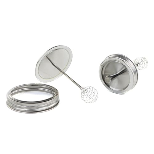 Edelstahl geteilter Honig-Dip-Deckel, Einmachglas-Deckel mit Honiglöffel, normaler Öffnung, Deckel und Ring, 1 Stück normale Öffnung, Deckel und Ring für Kugelglas oder Kerr Jar von Vriusi