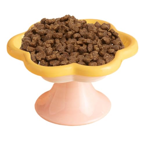 Erhöhter Futternapf für Katzen, Blumenform, erhöhte Futter- oder Wassernäpfe, Keramik-Wassernapf für Katzen und kleine Hunde, Futternapf für kleine Hunde, Fettgesichtskatze, Kätzchen, Verwendung für von Vriusi