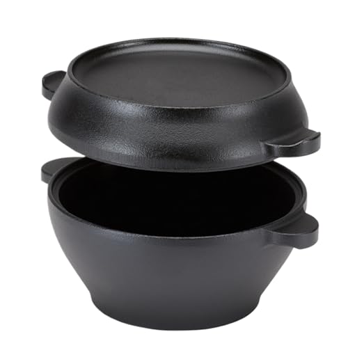 Gusseisen Dutch Pot Rund Ofen Topf Stabiler Dutch Oven Double Handles Dutch Oven Brotbacktopf Emaille Gusseisen Kochgeschirr Hochleistungs-Dutch Oven Küche Dutch Pot Rustikaler Gusseisen Topf von Vriusi