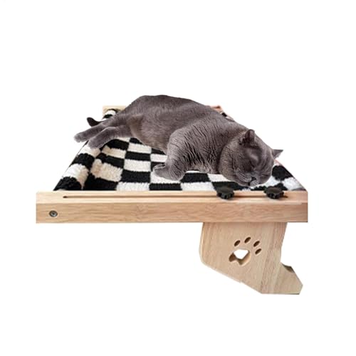 Katzen-Sitzstange für Fensterbank, Katzenbett aus Holz, verstellbarer Katzensitz, Katzenfensterbanknest, Katzenhängemattensitz, gepolstertes Katzenbett, Fensterbank Katzenmöbel, verstellbare von Vriusi