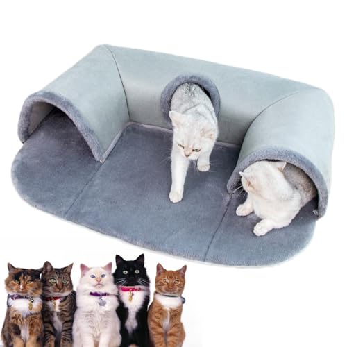 Katzentunnelbett, abnehmbare Katzenbetten, waschbare U-förmige Katzenhöhle, faltbare Katzen-Couch, Plüsch-Katzenspieltunnel, Katzenhöhle mit Plüschball, gemütliche Katzenschlafhöhle, tragbares von Vriusi