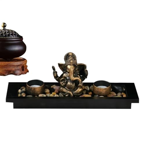 Kerzenhalter, dekorativer Halter mit Zen-Display-Tablett, Räucherstäbchenbrenner und dekorativen Steinen, perfekte Figur für Entspannung und Meditation im Schlafzimmer, Wohnzimmer oder Zuhause von Vriusi