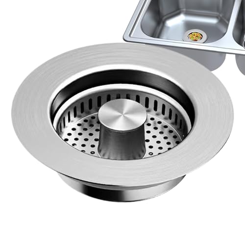Küchenspüle Abflusssieb, Pop-Up Abflussstopfen für Küchenspüle, Edelstahl Siebkorb, US-Standard 3 1/2 Zoll Abfluss, Waschbeckenablaufstopfen Auffangbehälter, Pop-Up-Ablaufstopfen für Spüle von Vriusi