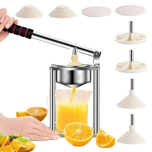 Manuelle Saftpresse | Robuste Zitruspresse Handpresse für Orange, Zitrone, Granatapfel | Handelsübliche Fruchtsaftpresse, einfach zu bedienende manuelle Obstpresse für Zuhause, Küche & Saftherstellung von Vriusi