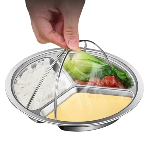 Mehrzweck-Dampfgarerkorb | Unterteilte Dampfschale für vielseitiges Kochen | ergonomischer Griff, Anti-Verbrühungs-Dampfgarer für effiziente und sichere Zubereitung von Mahlzeiten von Vriusi