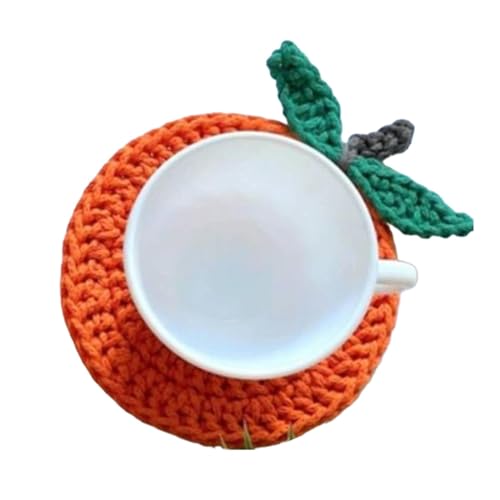 Orange Untersetzer | Handgewebte runde saugfähige Getränkeuntersetzer | Boho-Tischschutz und Schreibtisch-Dekoration, Bar-Untersetzer für Getränke, saugfähige Bar-Untersetzer, Boho-Untersetzer für von Vriusi