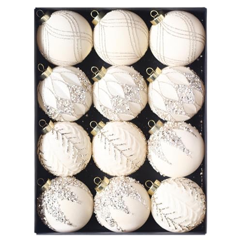 Samt-Weihnachtskugeln | beflockte Weihnachtsbaumkugel-Ornamente Set von 12 | weiche Samt-Ornamente, 8,9 cm Weihnachtsbaumkugeln, eleganter Weihnachtsbaumschmuck für festliche Heimdekoration von Vriusi