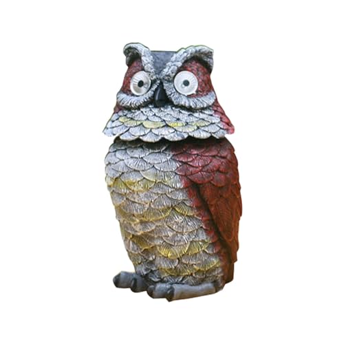 Vriusi Eule Vogelscheuche, solarbetriebene Garteneule Statue mit Nachtlicht, drehbarer Kopf Realistische Eule Lockvogel Skulptur, Eule Solar Elektronisches Nachtlicht, Dekoration Ornamente für Balkon von Vriusi