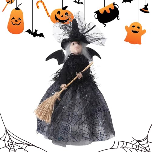 Vriusi Halloween-Hexenfigur, kleine Hexe, gruseliges Halloween-Ornament | Hexenornament, Heimdekoration für Büro, Spukhaus, Tisch, Tisch von Vriusi