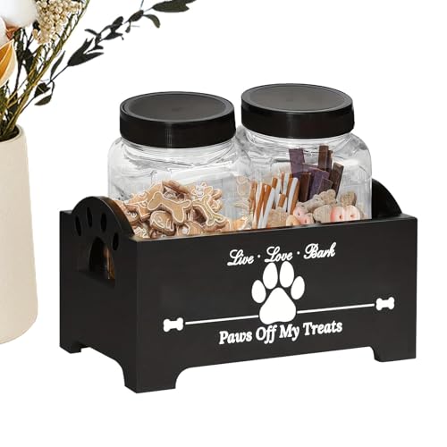 Vriusi Hundeleckerli-Behälter, Holz, Haustierfutter-Halter, Organizer, luftdichter multifunktionaler Hundefutter-Aufbewahrungsbehälter für Hunde, Katzen und Haustierbesitzer, aus Holz, Leckerli-Glas von Vriusi