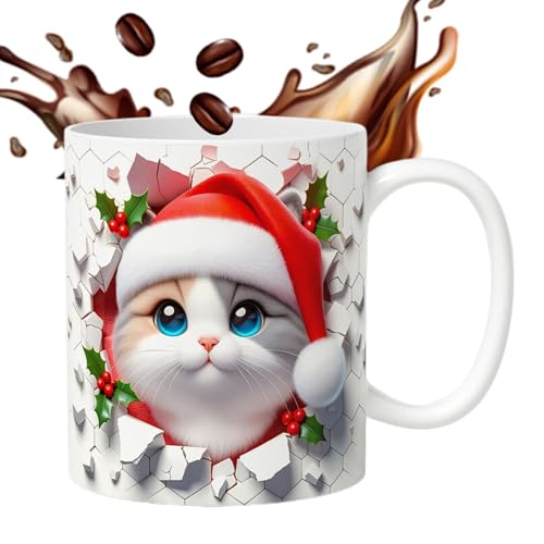 Vriusi Kaffeetasse, Keramiktasse | Weihnachtskatze Teetasse Getränkebecher | Urlaub Kaffeetasse aus Keramik, Kaffeetassen Weihnachtshut 350 ml für die Familie Vriusi Kaffeetasse, Keramiktasse | Weihnachtskatze Teetasse Getränkebecher | Urlaub Kaffeetasse aus Keramik, Kaffeetassen Weihnachtshut 350 ml für die Familie von Vriusi