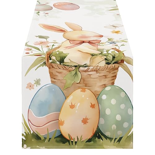 Vriusi Ostern Tischläufer Bunny Eggs Printing Table Cloth, Easter Table Cover, Rectangular Table Runner, Easter Holiday Table Decoration, Farmhouse Runner, Easter Linen Tablecloth, Washable Easter Vriusi Ostern Tischläufer Bunny Eggs Printing Table Cloth, Easter Table Cover, Rectangular Table Runner, Easter Holiday Table Decoration, Farmhouse Runner, Easter Linen Tablecloth, Washable Easter von Vriusi