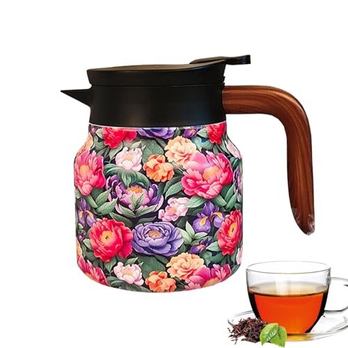 Vriusi Retro Teekessel Edelstahl Teekessel Floral Vintage Teekessel Isolierte Thermokaraffe Teekessel mit Teesieb Vintage Floral Thanksgiving Tea Ke von Vriusi