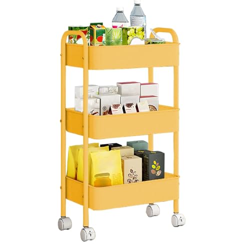 Vriusi Rolling Storage Cart, Multifunctional Kitchen Trolley, 3-Tier Storage Shelf Cart, Movable Storage Organizer Tool Cart for Kitchen, Bathroom, Living Room, Multi- Storage Cart von Vriusi