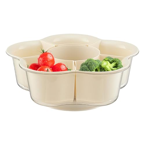Vriusi Rotierende geteilte Servierplatte, drehbarer Beilagenschüssel-Ablaufkorb, rotierender Hot Pot geteilte Servierplatte, rotierende Obstplatte, Lebensmittelschale, Restaurant-Tablett für Camping Vriusi Rotierende geteilte Servierplatte, drehbarer Beilagenschüssel-Ablaufkorb, rotierender Hot Pot geteilte Servierplatte, rotierende Obstplatte, Lebensmittelschale, Restaurant-Tablett für Camping von Vriusi