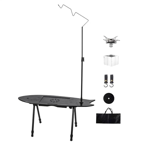 Vriusi Rucksacktisch, tragbarer Campingtisch, kreativer Fischförmiger Tisch, leichter Picknick-Schreibtisch, Outdoor-Festivaltisch, faltbarer Campingtisch, multifunktionaler Campingtisch, kompakter von Vriusi