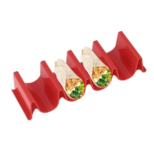 Vriusi Taco-Halter, großer Taco-Halter, winkende Form, Mehrzweck-Lebensmitteltablett, Kochzubehör, 4 Fächer, Taco-Ständer, um Muscheln aufrecht zu halten von Vriusi
