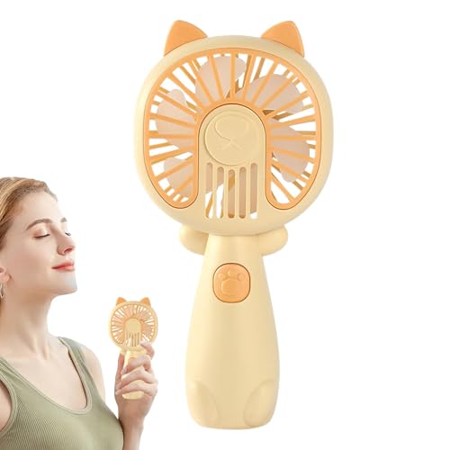 Vriusi Tragbarer Handventilator – Cartoon-USB-wiederaufladbarer persönlicher Ventilator mit niedlicher Katze, Handventilator, Cartoon-USB-wiederaufladbarer Taschenventilator von Vriusi