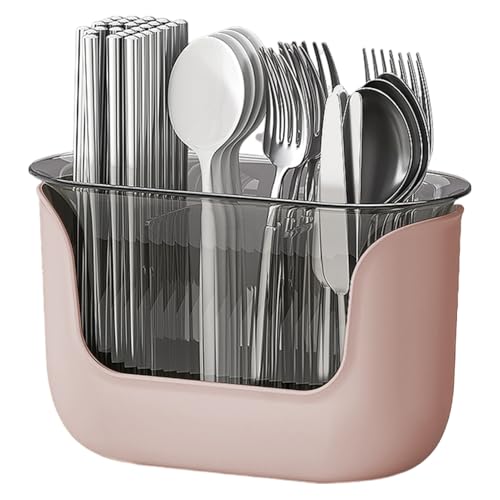 Vriusi Utensilienhalter für Arbeitsplatte, Besteckhalter mit 3 Fächern, transparenter Besteckhalter, Besteckkorb für Bauernhaus-Kochen von Vriusi