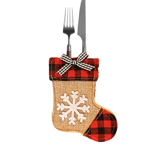 Vriusi Weihnachtliche Bestecktasche, karierter Weihnachtsstrumpf, lustige Weihnachts-Utensilientaschen, Urlaubsgeschirr-Dekoration, Weihnachtsutensilien-Hüllen für Schneider, Gabeln und Löffel Vriusi Weihnachtliche Bestecktasche, karierter Weihnachtsstrumpf, lustige Weihnachts-Utensilientaschen, Urlaubsgeschirr-Dekoration, Weihnachtsutensilien-Hüllen für Schneider, Gabeln und Löffel von Vriusi