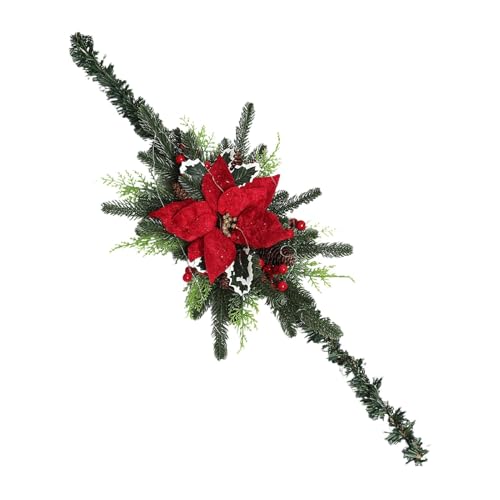 Vriusi Weihnachtsbriefkasten-Girlande, beleuchtete Weihnachtsbriefkasten-Girlande, dekorative Briefkasten-Girlande, Gartensimulation, rote Blumendekoration, künstliche Heimdekoration, Girlande für von Vriusi