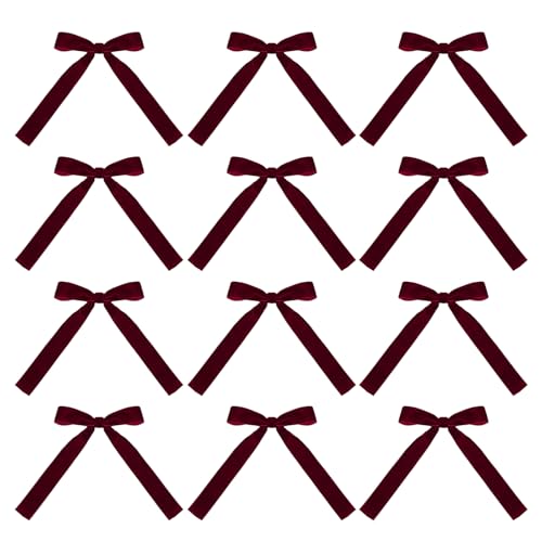 Vriusi Weihnachtsschleifen für Baum, rote Weihnachtsbaumschleifen, Weihnachtsschleife Ornamente, Baumschmuckschleifen, Weihnachts-Samtschleifen, Urlaubsschleifen, Weihnachtsschleifen von Vriusi