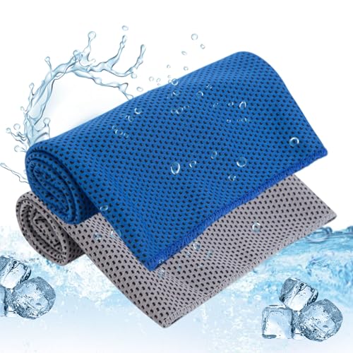 Vroxdrez Kühlendes Handtuch 2er Set Sofortige Kühlung Atmungsaktives Mikrofaser Kühltuch für Sport Fitness Yoga Golf Camping Strand Sommerhitze von Vroxdrez