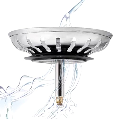 Vroxdrez Universal Höhenverstellbarer Waschbecken - Siebkörbchen Abflussstopfen Edelstahl Waschbeckenstöpsel Waschbeckensieb – Sieb Stöpsel Abfluss Küche Spüle Abflussstopfen Küchenspüle (82mm) von Vroxdrez