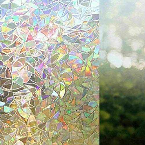 Vrttlkkfe 3D Fensterfolie Regenbogen Reflektierend Dekorative Privatsphäre Statisch Haftet Glas Aufkleber von Vrttlkkfe