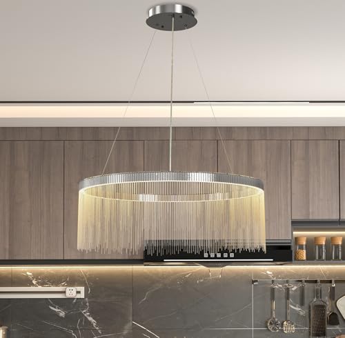Vrygle Kronleuchter Modern mit Quasten: LED Deckenlampe 80cm Rund Kronleuchter Höhenverstellbar, 3-Farben-Licht einstellbar Kronleuchter Gold für Wohnzimmer, Schlafzimmer, Arbeitszimmer von Vrygle