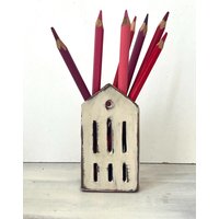 Keramik Haus-Schreibtisch Veranstalter-Büro Dekor-Bleistift-Halter-Keramik Und Töpferei Keramik Haus-Schreibtisch Veranstalter-Büro Dekor-Bleistift-Halter-Keramik Und Töpferei von Vsocks