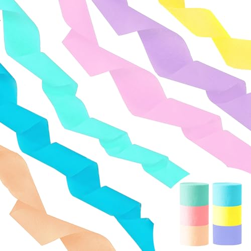 Vsosfiza 6er Set Krepppapier pastel Makrone Rainbow kreppbänder Makrone regenbogen Party Dekoration(4.5 cm x 25 m) von Vsosfiza