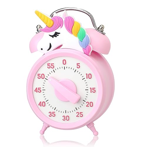 Vspek 55-Minuten-Countdown-Timer, visueller Timer für Kinder und Erwachsene, langlebige mechanische Küchenuhr - Keine BATTERIEN ERFORDERLICH- Timer in Form eines Weckers (Einhorn) von Vspek