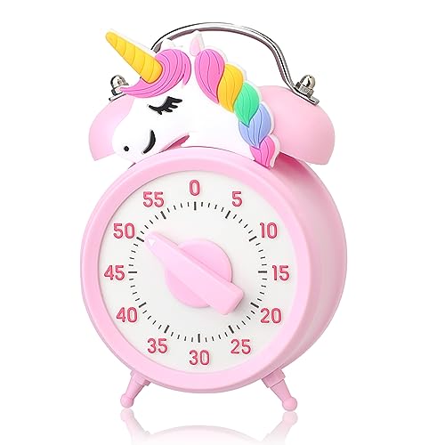 Vspek 55-Minuten-Countdown-Timer - Visueller Timer für Kinder und Erwachsene, Langlebige Mechanische Küchenuhr in Form Eines Weckers (Einhorn) - Keine Batterien Erforderlich von Vspek