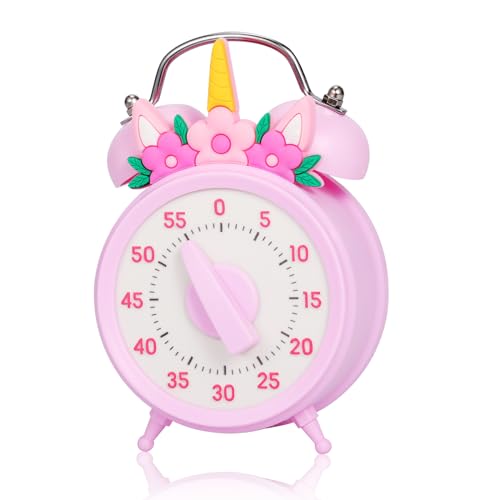 Vspek Timer visivo Bambini Timer Visivo da 55 Minuti Timer Bambini Conto alla Rovescia Silenzioso di Gestione del Tempo per Aule o Riunioni Per Bambini e Adulti-Einhorn von Vspek