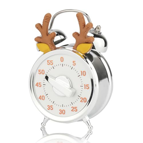 VspekTimer visivo Bambini Timer Visivo da 55 Minuti Timer Bambini Conto alla Rovescia Silenzioso di Gestione del Tempo per Aule o Riunioni Per Bambini e Adulti- Silbernes Geweih von Vspek