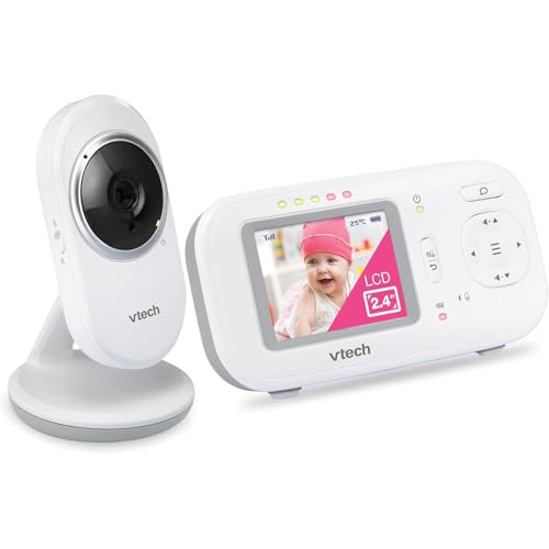 Vtech Babyphone mit 2,4-Zoll-Display, Nachtsicht, Zwei-Wege-Kommunikation, Temperatursensor, Geräuschindikator, Reichweite bis zu 300 m, beruhigende Klänge und Schlaflieder, ohne WLAN: VM320 von Vtech