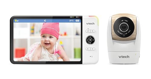 Vtech VM919 HD Baby Monitor - Video Baby Monitor with Wide Angle Camera - 360° Panoramic View, HD Video, Clear Sound, 7 Inch LCD Colour Screen with Night Vision Function, Intercom, Songs and Much More von Vtech