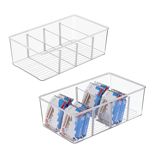 Vtopmart 2er Kühlschrank Organizer mit 4 Fächern, BPA-Freie Küche Stapelbarer Lebensmittelaufbewahrungsbox für Teebeutel,Snacks,Gewürze von Vtopmart