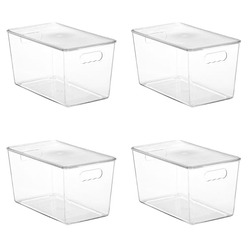 Vtopmart 4 Pack Large Clear Plastic Storage Bins with Lids, Stackable Containers with Handle for Pantry,Kitchen,Fridge,Cabinet,Bathroom,Under Sink Organizer(XL) von Vtopmart
