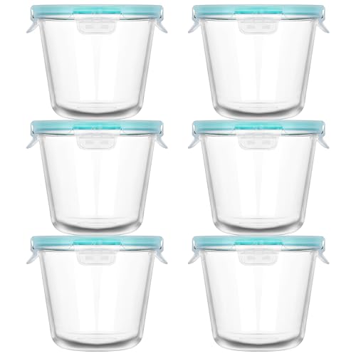 Vtopmart 6Pack Runde Glasbehälter Mit Deckel (3 Cup/700 ml) | Luftdichte Aufbewahrungsbehälter für Meal Prep, Gefrierschrank & Mikrowelle | Spülmaschinenfest & BPA-Frei | Ideal für Salat, Obst, Lunch von Vtopmart