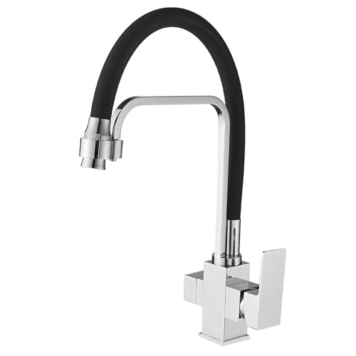 3 Wege Küchearmatur Trinkwasserhahn Spiralfeder, 360° Drehbar Wasserhahn Küche mit Brause ausziehbar, 3 in 1 Mischbatterie Armatur für Wasserfilter (3 Wege（02）, Quadratisch) von Vuadzren