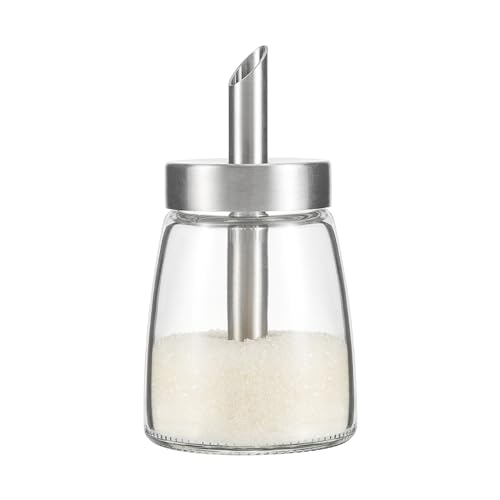 Vucchini Zuckerspender 140ml 4.7OZ, Deckel mit nicht scharfem Ausgießer, einfaches Ausgießen in Glasflaschen, Küchenbehälter, dekoratives Zubehör für Theke, Kaffeebar, Restaurant von Vucchini