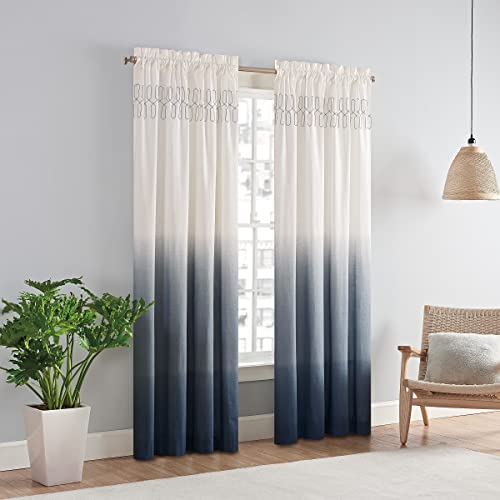 Vue Arashi Moderner Boho Dekorativer Ombre Stangentasche Fenstervorhang für Wohnzimmer (1 Panel), 132,1 x 213,4 cm, Indigo von Vue
